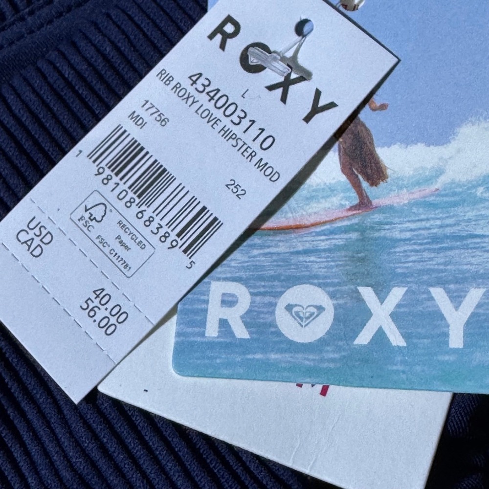 NWT Roxy Cobalt Bikini Bottoms Womens Large‎ Low Rise Hipster UPF 50+ Swim - Picture 6 of 8